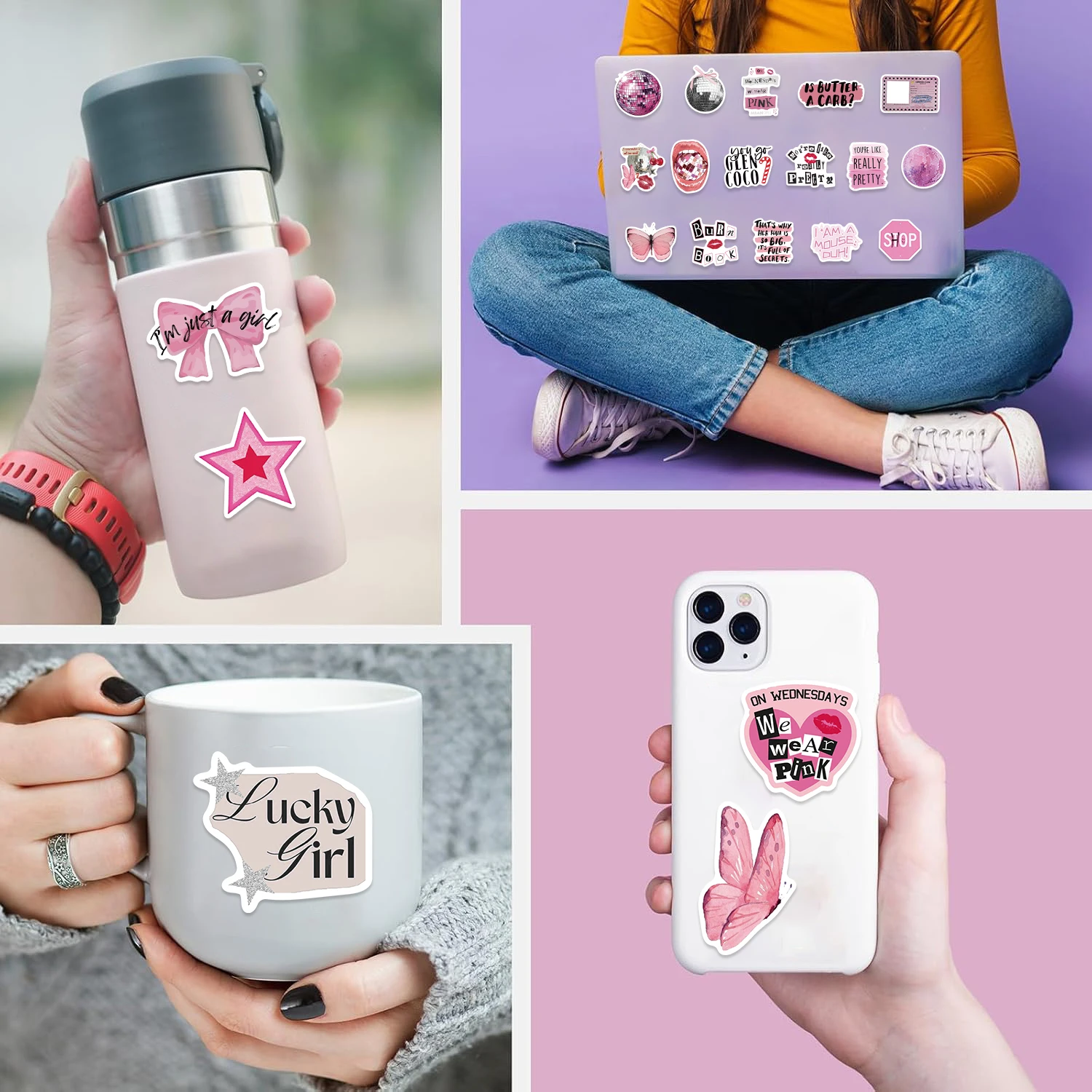 50 stks Ins Stijl Roze Inkt Verse Graffiti Stickers Geschikt voor Bagage Telefoon Gevallen Laptops Waterdichte Cartoon Graffiti Stickers