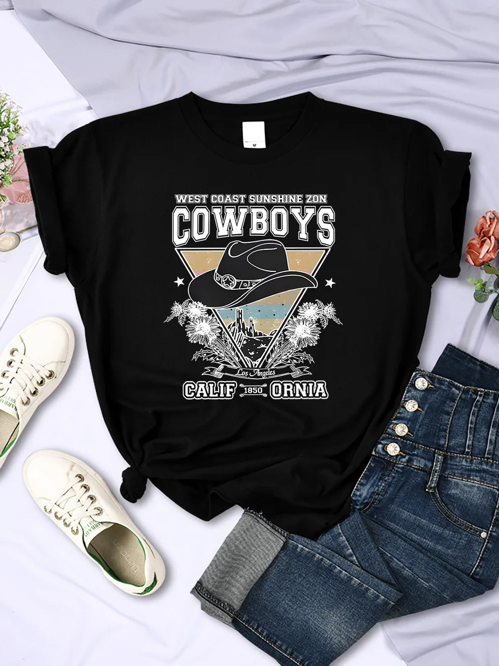 West Coast Sunshine Zon Cowboys California T Shirt Women Street Casual Tees O-Neck Casual Short Sleeve Breathable Tee Clothes