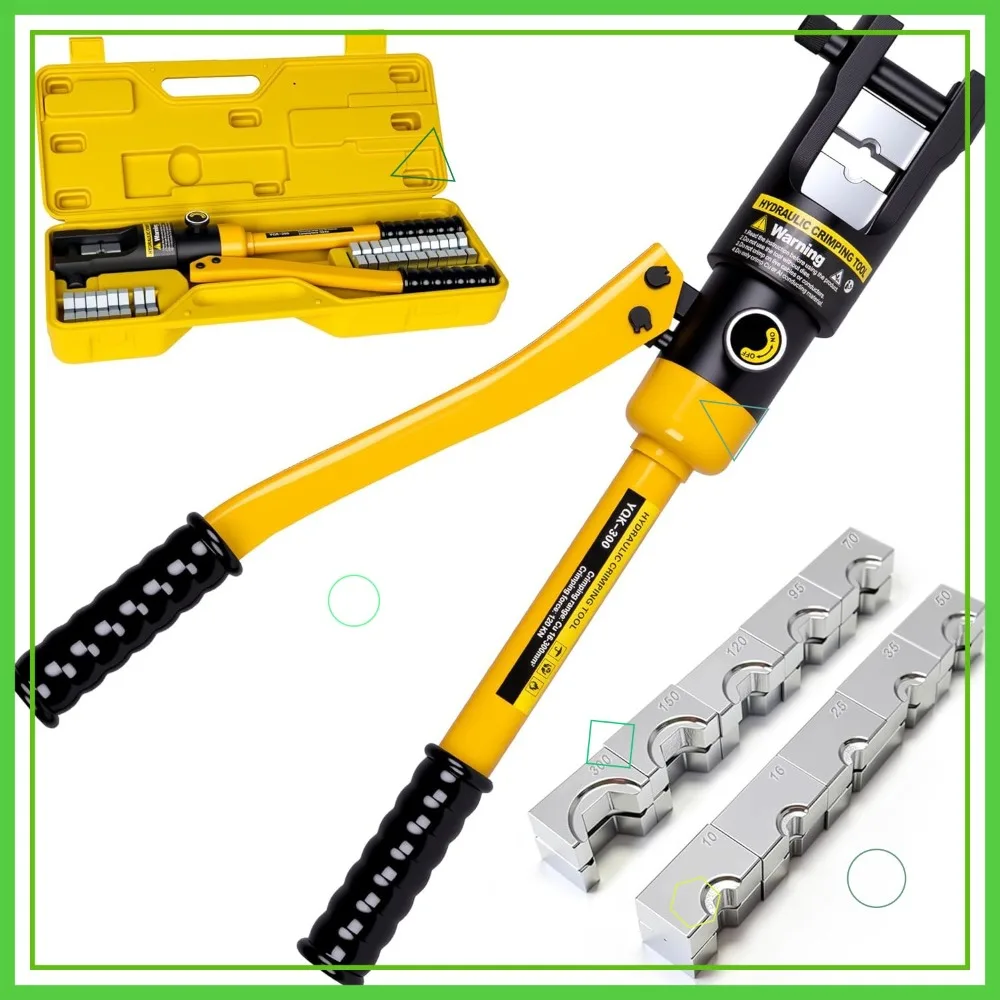 

16 Tons Hydraulic Wire Crimping Tool, Battery Cable Lug Terminal Crimper with 13 Dies, 9AWG to 600MCM