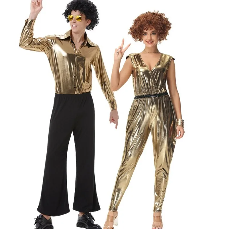 

Retro Couple Disco Outfit 70s Style Nightclub Bar Performance Costume Polyester Material No Brand Winter Collection