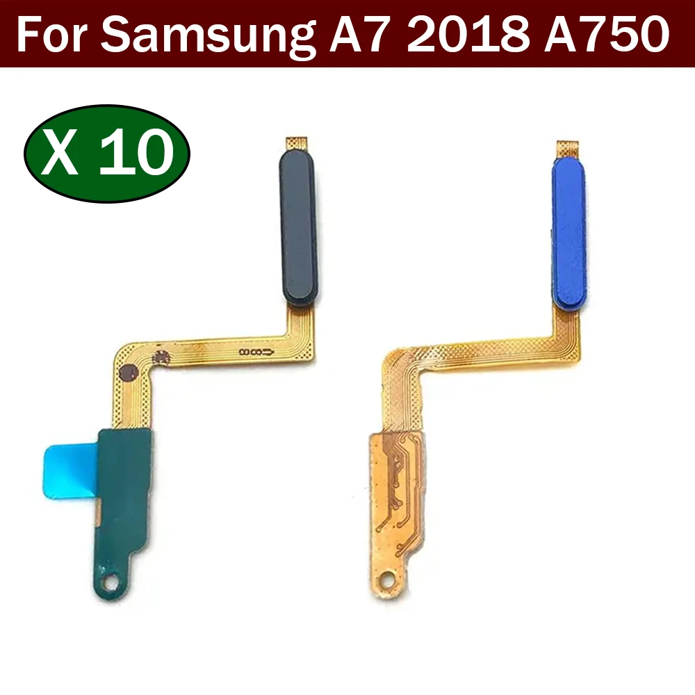 10Pcs, Fingerprint For Samsung A7 2018 A750 A750F Home Button Fingerprint Menu Return Key Sensor Flex Cable With Power Button