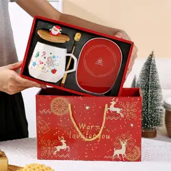 2025 New Christmas gift warm cup Warm milk coffee cup Santa Claus ceramic mug gift box