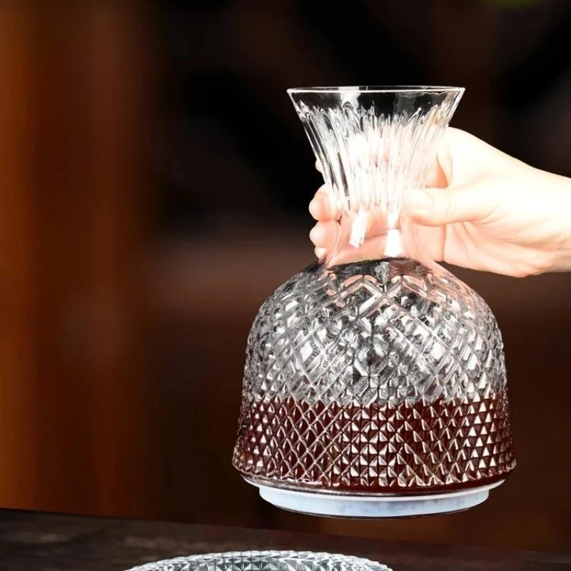 

360 ° Быстросъемный графин для вина — аэратор из хрустального стекла с эргономичной основой, роскошный аксессуар для домашнего бара