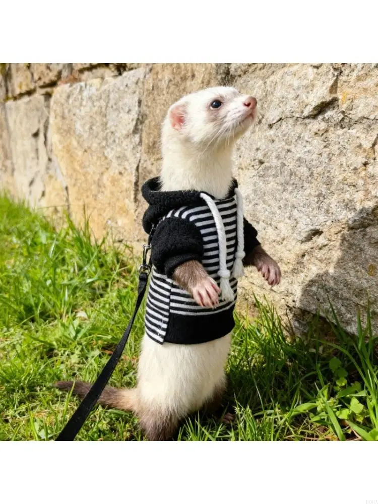 Pet Ferrets Clothing Set Warm Hoodie And Secure Leash Set For Indoor Outdoor Use 