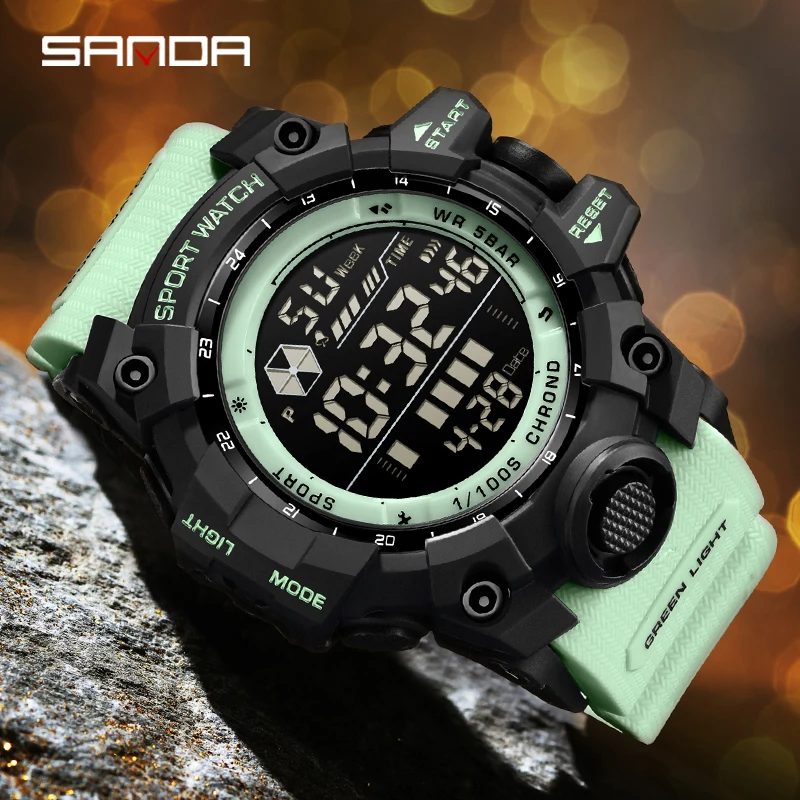 SANDA Outdoor Sports Men Watch Waterproof LED Analog Digital Show Multifunction Big Dial Electronic Wristwatch G style Male Cloc