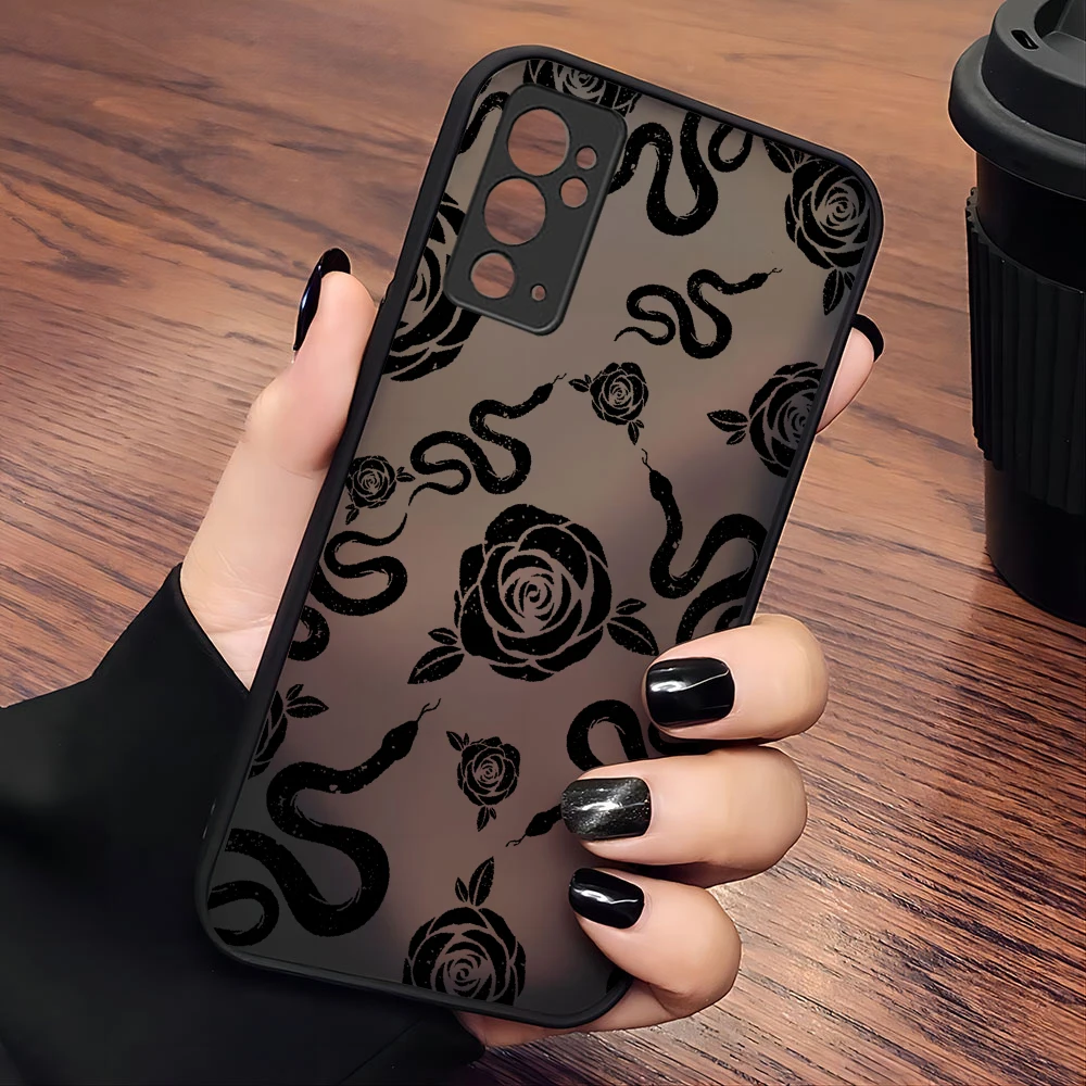 Black Art Snake Graphic Phone Case For Samsung S24 S23 S22 S21 S20 S10 Note20 Note10 Plus Ultra Lite 5G Matte Transparent Cover