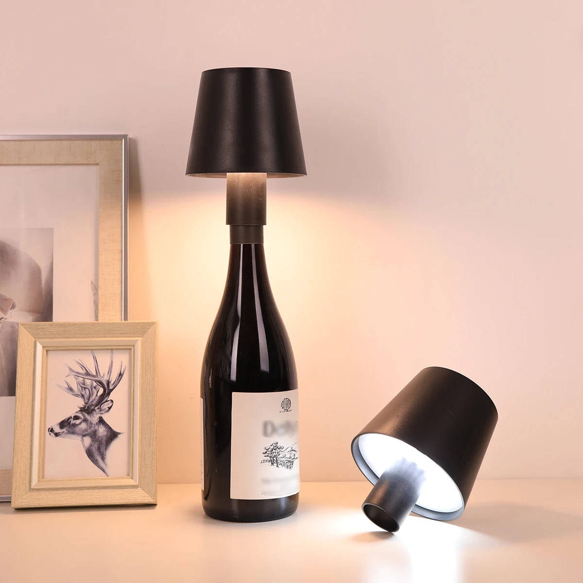 Creative LED Wine Bottle Lamp, USB Rechargeable Detachable Desk Lamp, Coffee Shop Bar Dimmable Atmosphere Lamp Decoration