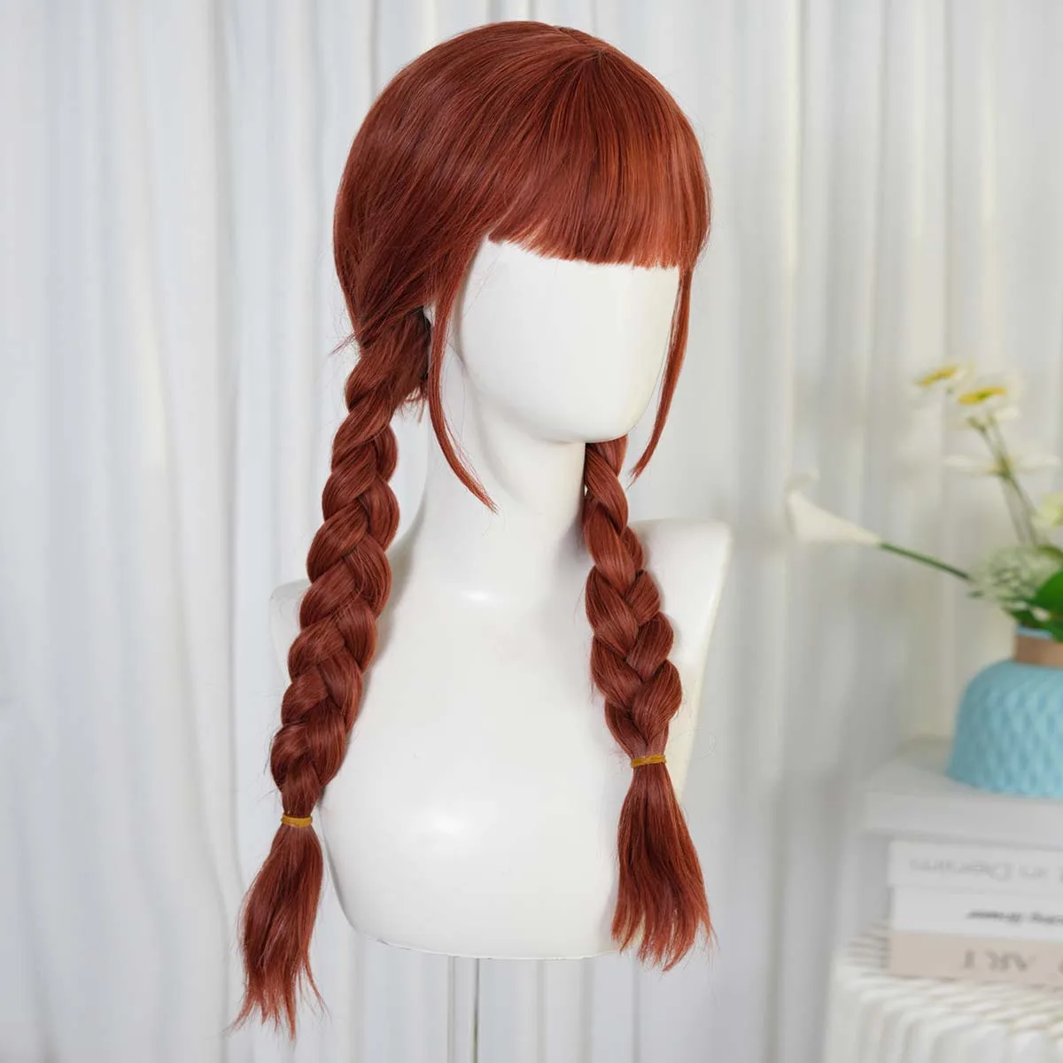 Dames Meisjes Halloween Carnaval Feestkleding Rekwisieten Agnes Cosplay Dubbele vlechten Bruin haar