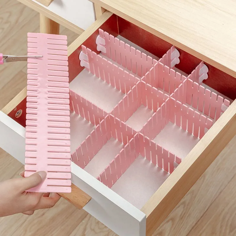 4pcs Adjustable Plastic Drawer Divider Storage Shelve DIY Household Free Combination Partition Board Space-saving Division Tools