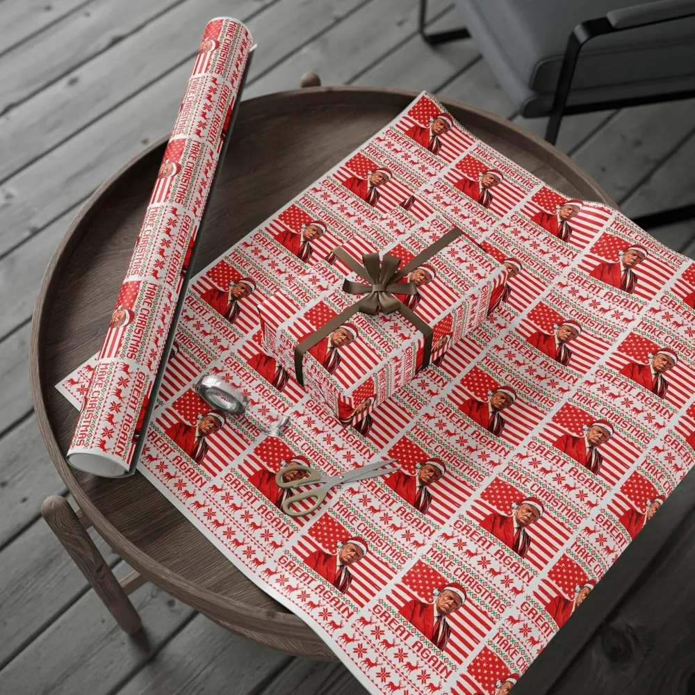 Unique Trump Wrapping Paper Christmas Santa Wrap Paper Christmas Gift Wrap President Gift Wrap Funny Christmas Tree Decoration