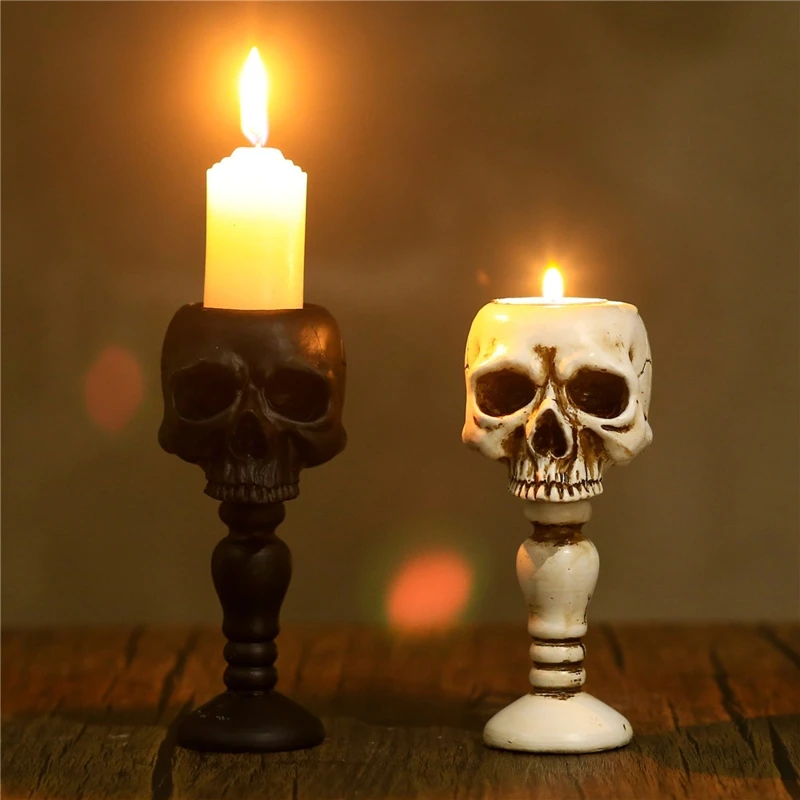Bougeoir Vintage en forme de tête de fantôme, pilier en résine, chandelier pour Halloween, fête de noël, décoration de Bar, artisanat d'art