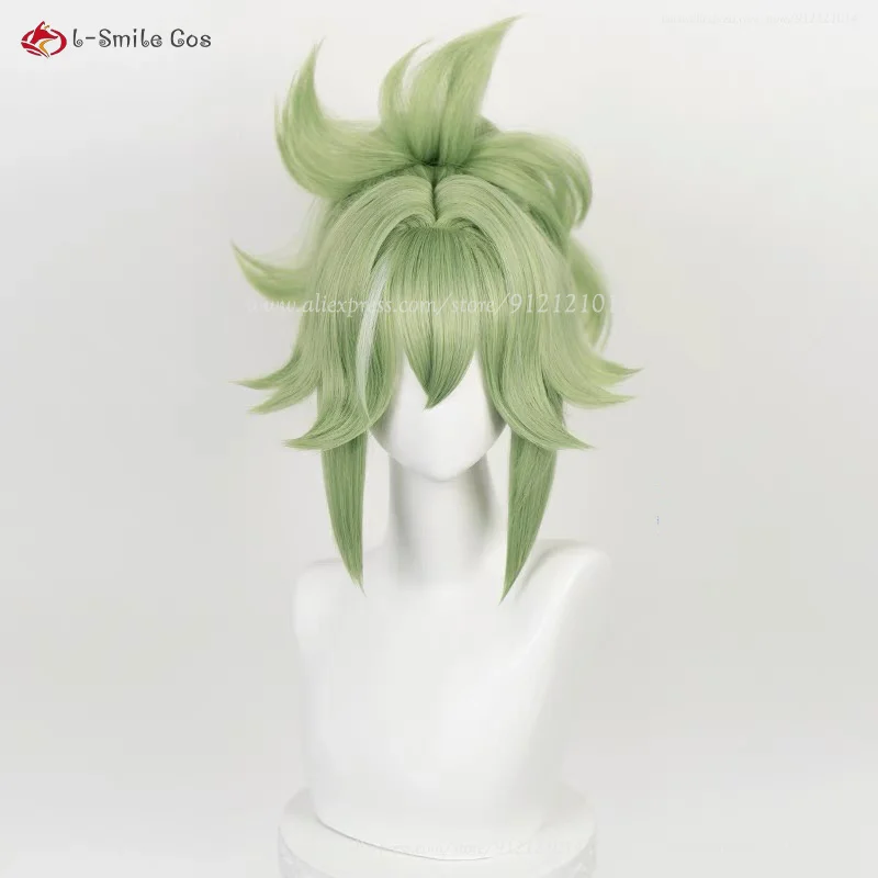 Kuki Shinobu Cosplay Wig Light Green 33cm Short Wigs With Bangs Highlights Heat Resistant Hair Party Anime Wigs + Wig Cap