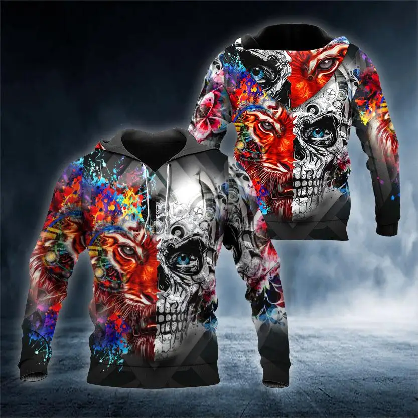 

Vintage Men Hoodie 3D Print Animal Skull Pattern Streetwear style Pullover Casual Personality Autumn Cool Men’s Hoodie Clothing