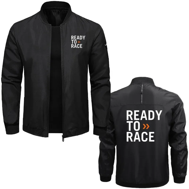 

Outdoor leisure business jacket for men Ready To Race print tactical jacket Solid color zip coat for men Fashion sportswear