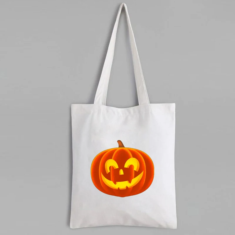 

Happy Pumpkin Canvas Tote Bag Halloween Pumpkin Canvas Bag Casual Custom Bag 2021 Women Halloween Cartoon Bags