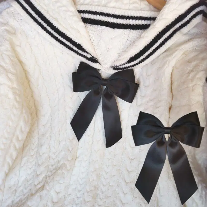 أنيقة شريط أسود القوس بروش للنساء تنوعا Bowknot التعادل دبابيس السيدات كلية نمط قميص طوق دبابيس الملابس والاكسسوارات #2