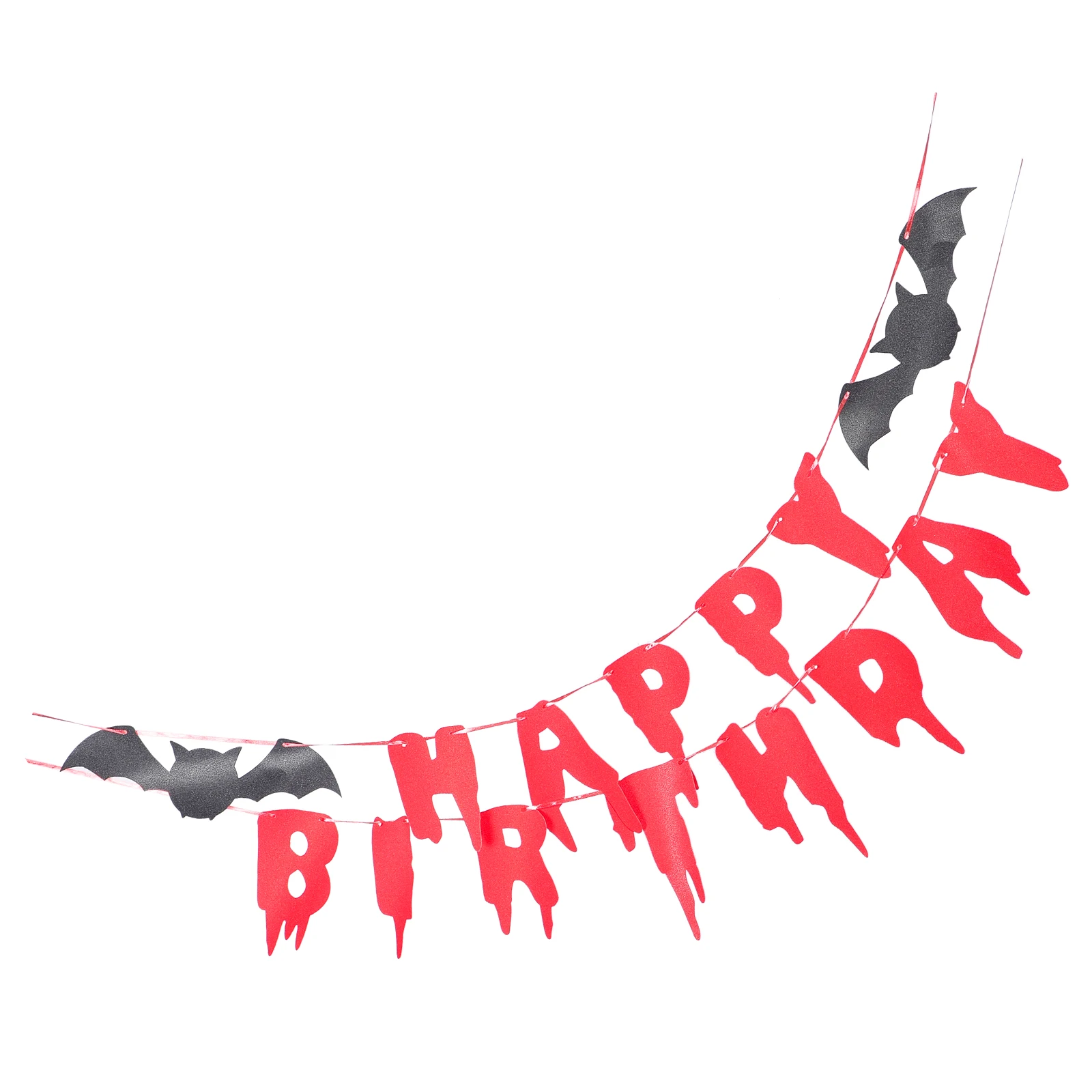 

Red Happy Birthday Banner Glitter Bat Flag Party Decoration Halloween Theme Supplies Birthday halloween banner party decorations