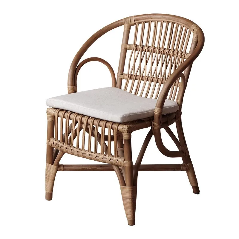 

Wabi Sabi Wind Plant Rattan Chair South East Asia Home Restaurant Armrest Back Dining Chair Vintage Homestay Hotel Single Chair
