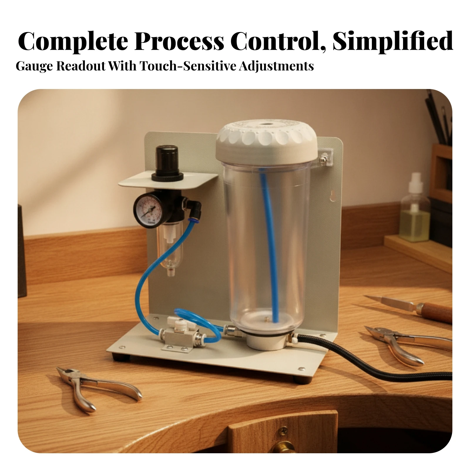 Jewelry Sandblasting Machine Compact Sandblaster with Transparent Tank Jewelry Sandblaster Adjustable for Jewelers, Bench Work