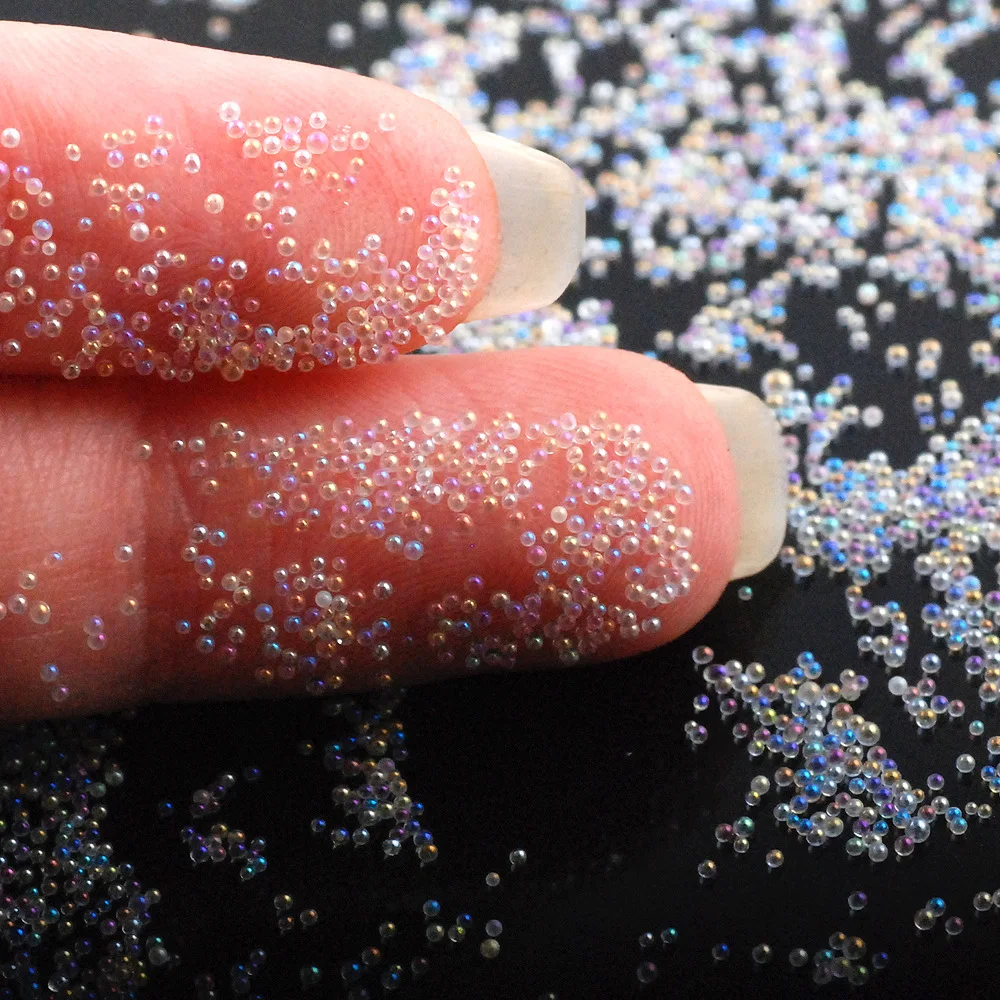 Wholesale Full Transparent Ab Nail Art Microbeads All-match Magic Transparent Glass Beads Colorful Caviar Beads DIY