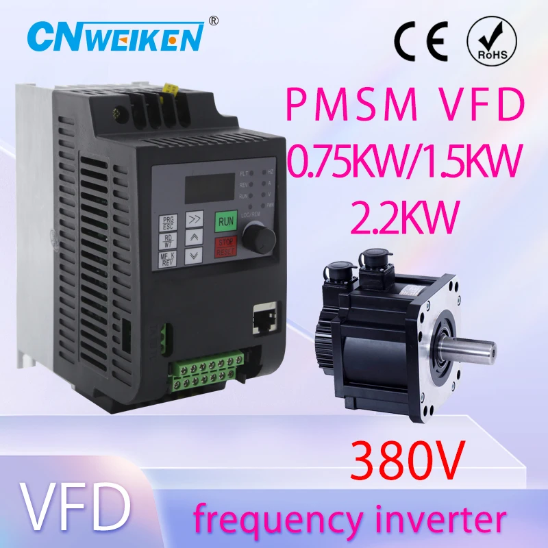 

Permanent magnet synchronous VFD 380v 0.75 4 11kw PMSM Variable control Variable Frequency Drive 3 p output Input 380v inverter