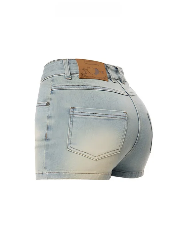 

Сексуальные джинсовые шорты с высокой талией для женщин: облегающие, эластичные, в американском ретро-стиле, утягивающие, с эффектом подтяжки ягодиц, повседневные, весенние