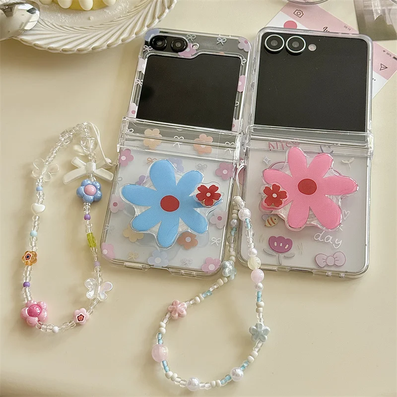 

3D красочный цветочный браслет-браслет чехол для телефона Samsung Galaxy Z Flip 7 FE 3 4 5 6 противоударная задняя крышка