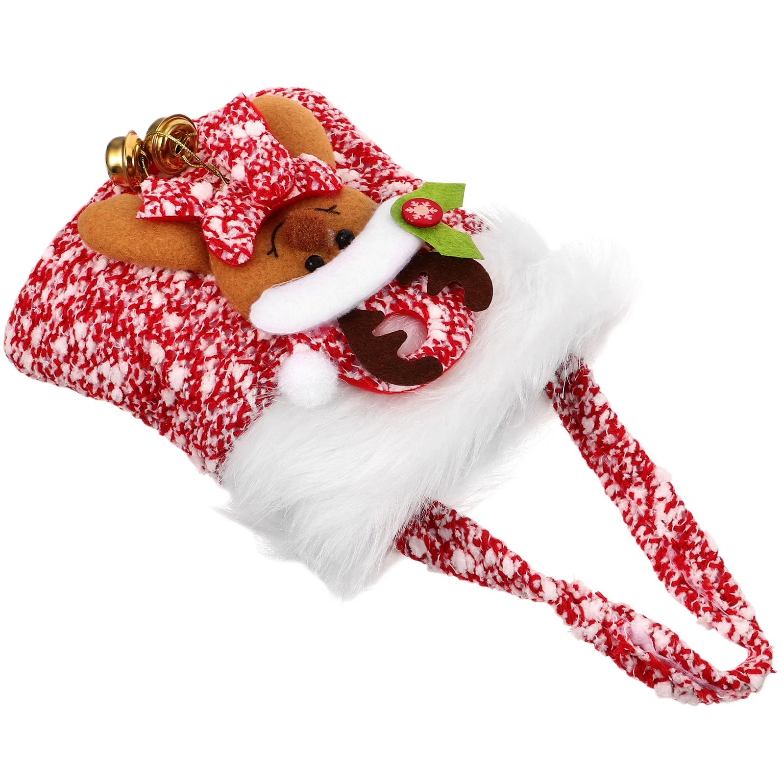 

Christmas White Bag Knit Reusable Gift Tote Pouches Christmas Party Supplies Festive Treat Bags