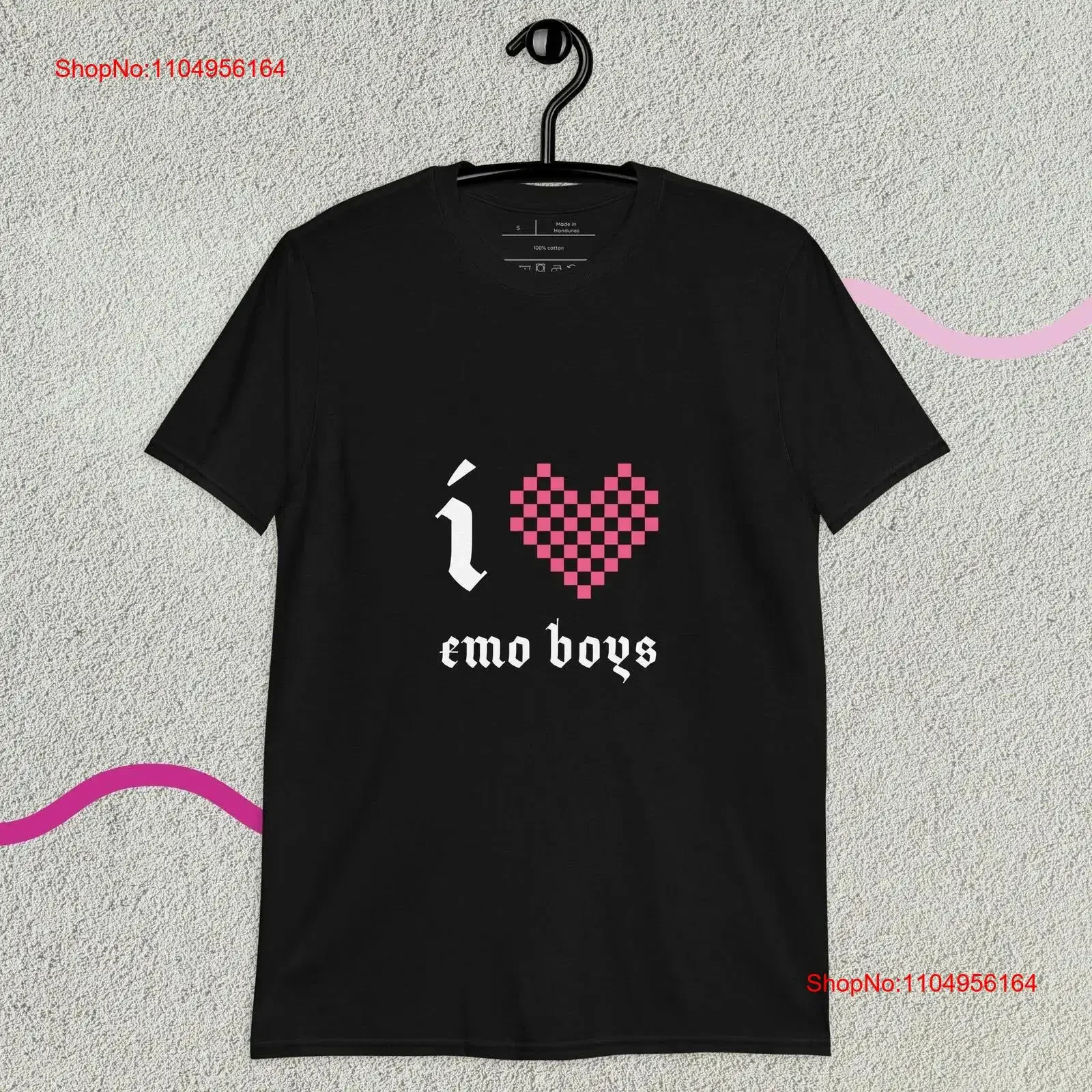 

Футболка I Heart Emo для мальчиков, готический шрифт, розовый и черный дизайн, альтернативная эстетичная одежда Y2K, винтажная стираная одежда унисекс