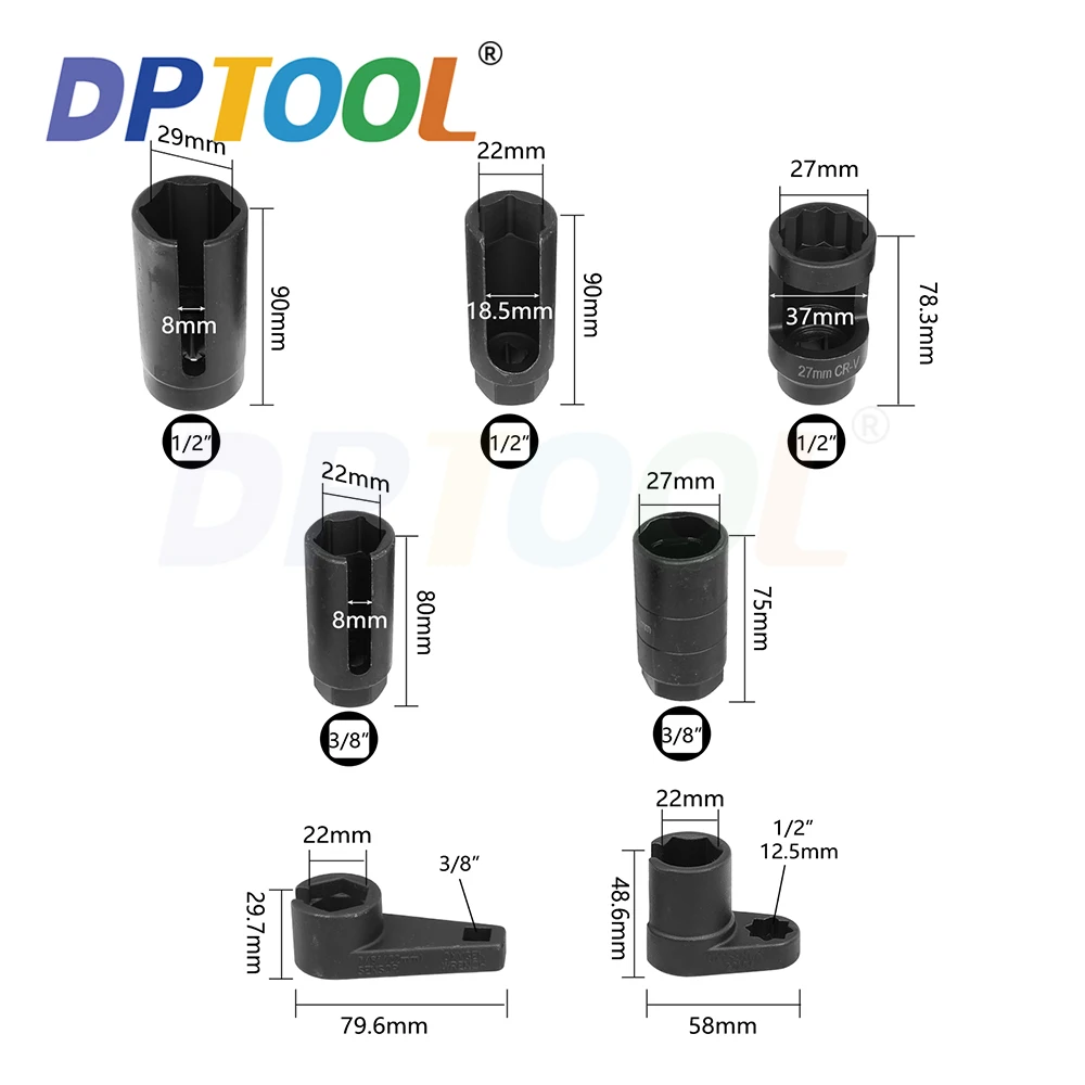 7pcs Oxygen Sensor Socket Wrench Thread Chaser Tool Kit Auto O2 Socket Removal Installation Install Offset Vacuum Sensor Socket