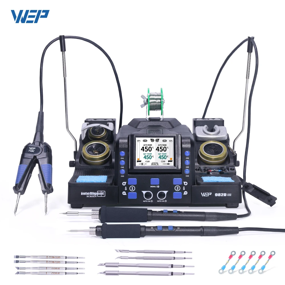 WEP 982D-III Compatible With C210 C245 Micro Tweezers 2-IN-1 Precision Soldering Iron Station