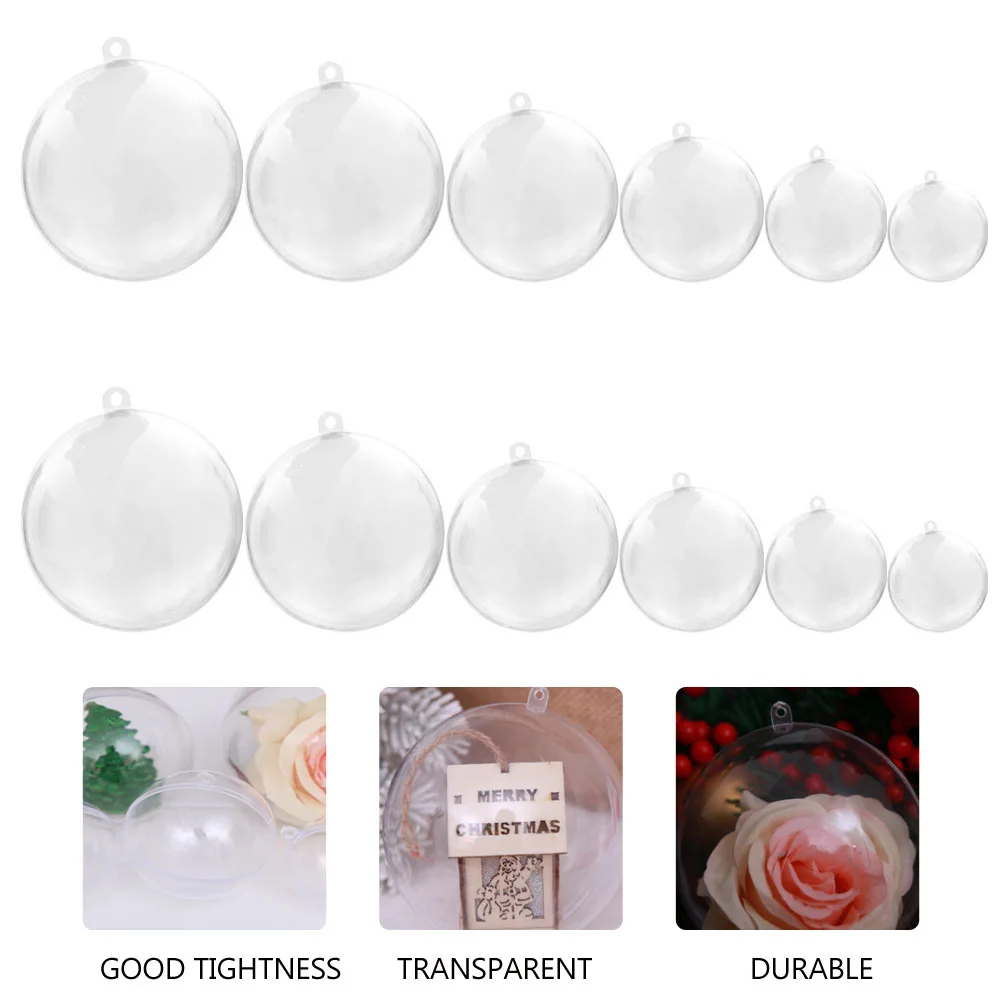 12 Pcs Christmas Celebration Supplies Creative Acrylic Ball Hanging Tree Pendant Ornament 10cm Party Pvc Photo Props Hollow