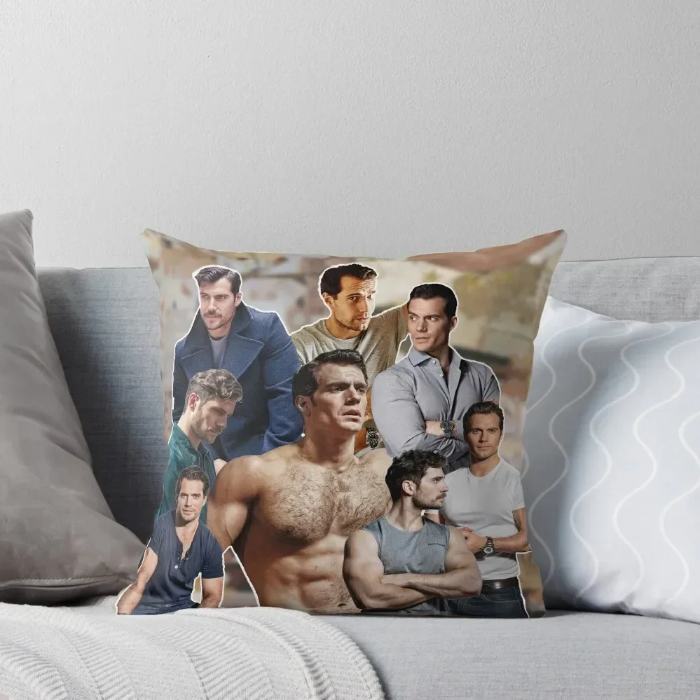 

Henry Cavil photo collage Throw Pillow Embroidered Cushion Cover Luxury Pillow Cover Sofa Pillow Cover