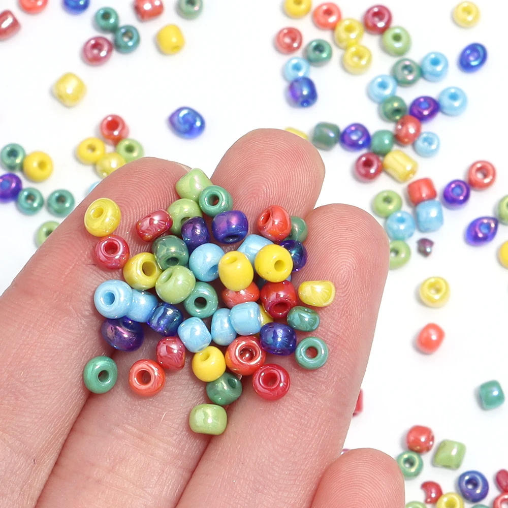 450Pcs/Lot 4mm Small Glass Oil Dripping Seed Beads kit Colorful Mix Beads for Clothing Necklace Bracelet DIY Crafts Accessories