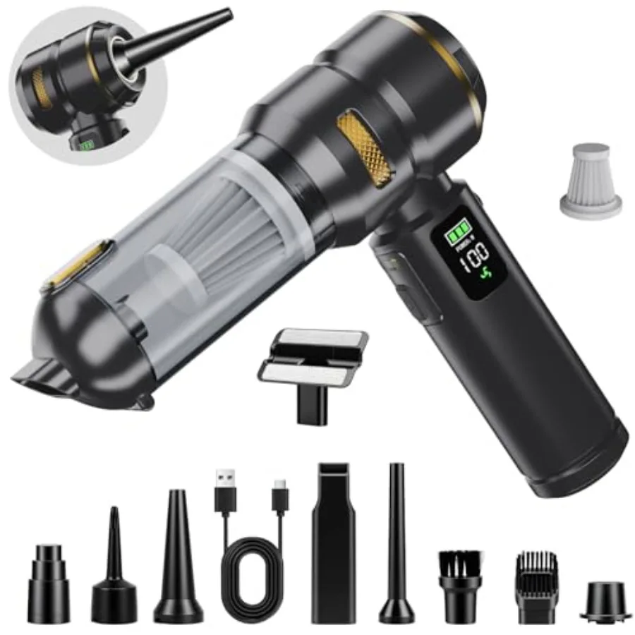 

Portable Cordless Car Vacuum CleanerMini Handheld Vacuum Cordless for Car With Battery Level and Gear Display High Power Suctio
