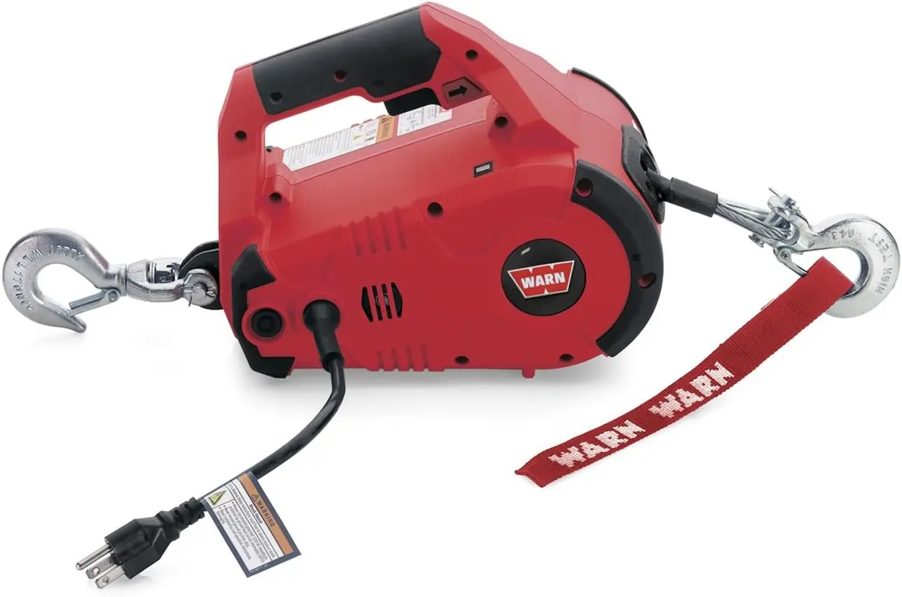 120V AC Portable Electric Winch with Steel Cable: 1/2 Ton (1,000 Lb) Pulling Capacity