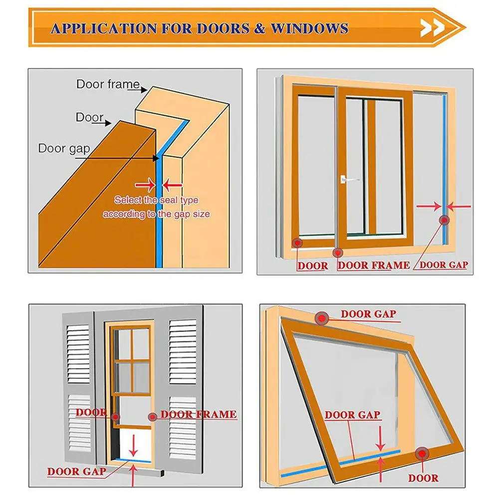 5/10M Self Adhesive Window Door Seal Strip Foam Draught Excluder Soundproof Anti Collision