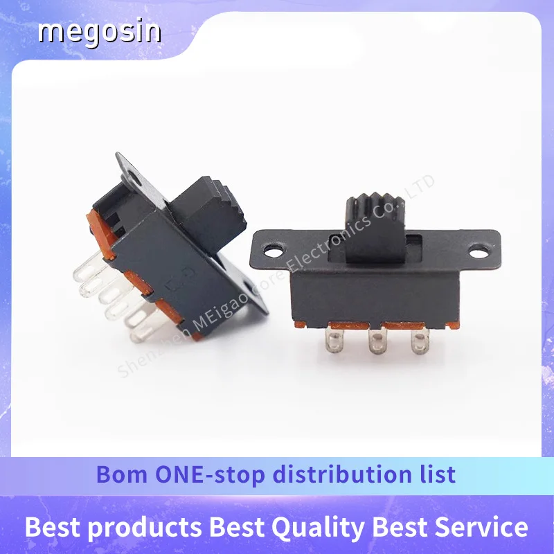 5PCS/LOT  SS-22F25 two-position toggle 6-pin double-row vertical two-position sliding switch with screw thread