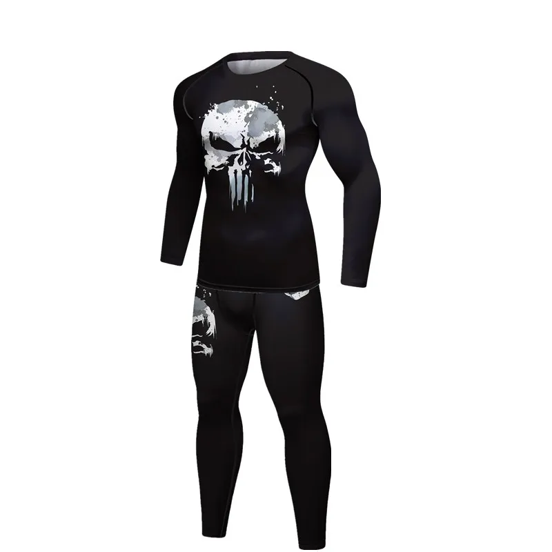 2022 Boxing Compression 3d Skull Printing Sets Mma Rashguard Men Jiu Jitsu Jerseys Fitness Sport Pants Gym Muay Thai Shorts