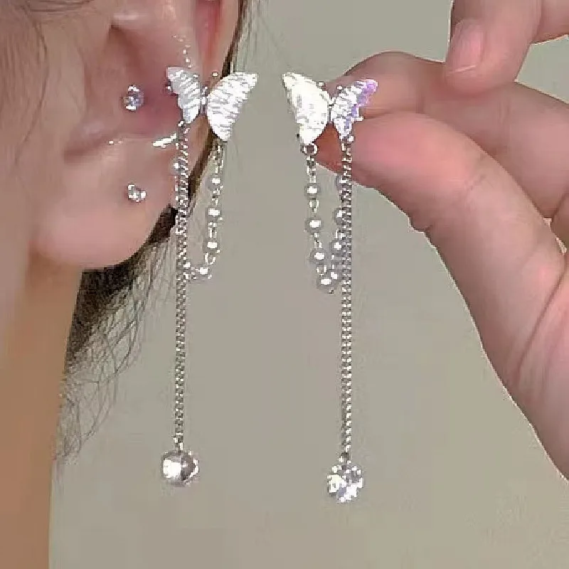 Vergoldete Kristallblatt-Quasten-Tropfenohrringe für Frauen, glänzende Zirkon-Blume, baumelnde Ohrringe, Hochzeit, Schmuck, Geschenk, Y2k – Detail 7
