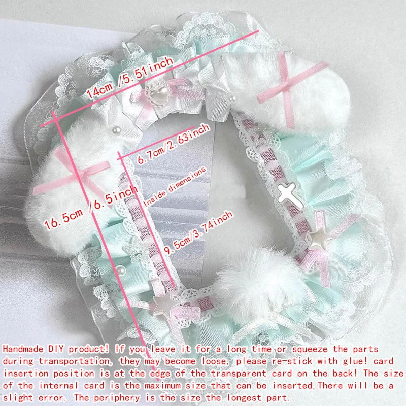 Plush Bunny Ear Pom Pom Star Heart Lace Photocard Display Card Holder Lolita Bow 3 Inch KPOP Photocard Decor Border Macaron Color Polaroid Photo Frame Idol Collection Itabag Decor Ornament photocard t image 6