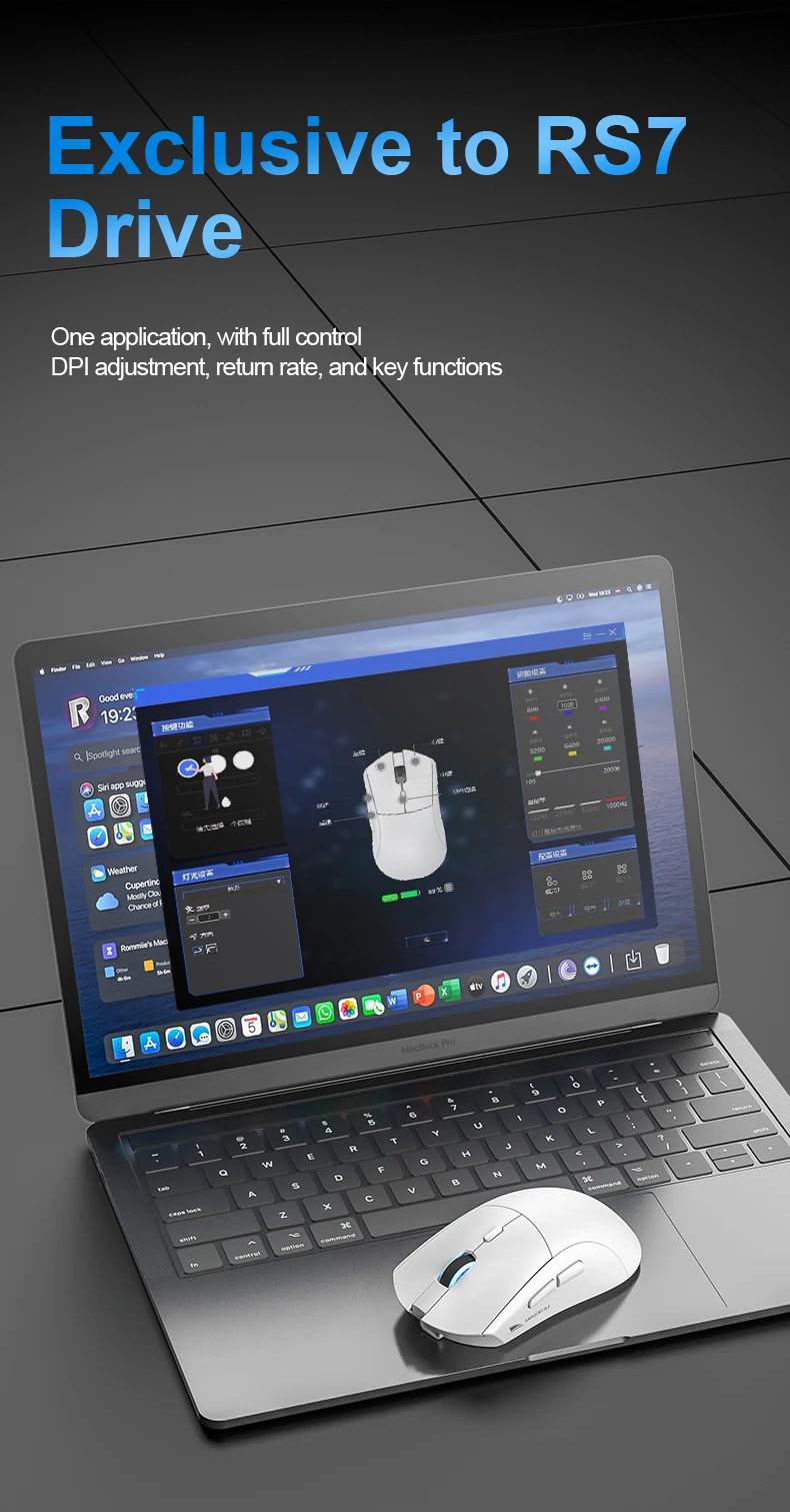 SMAILWOLF RS7 Bluetooth Kabellose Maus Drei-Modus-Gaming-Maus für Notebook Desktop-Computer Gaming PAW3311 Geeignet für Große Hände – Detail 7