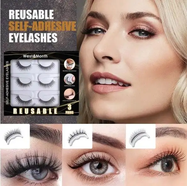 Self Adhesive Eyelashes Reusable Self Adhesive Eyelashes Reusable Adhesive Eyelashes Natural Look Waterproof Glueless Eyelashes