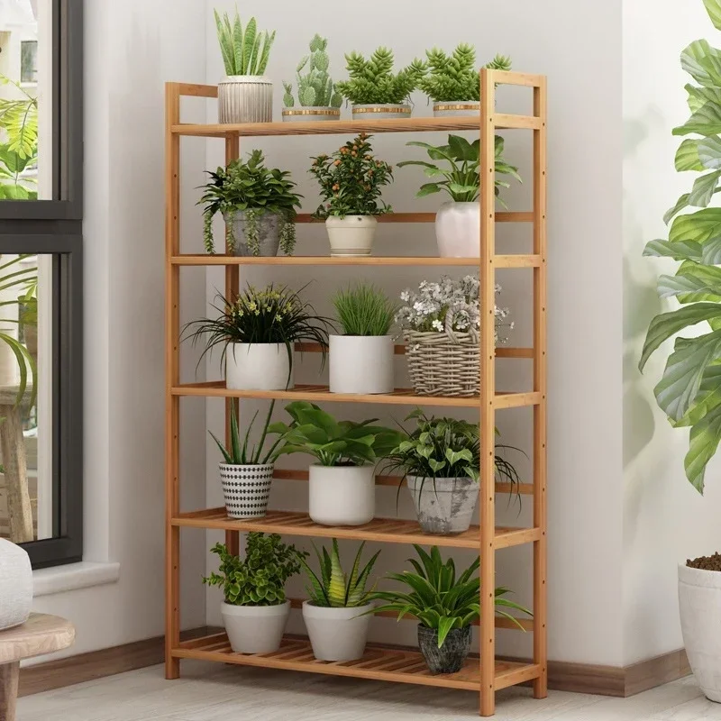 

Simple Floor Living Room Plant Stand Home Office Bookshelf Kitchen Storage Rack Bamboo Multifunctional Shoe Rack