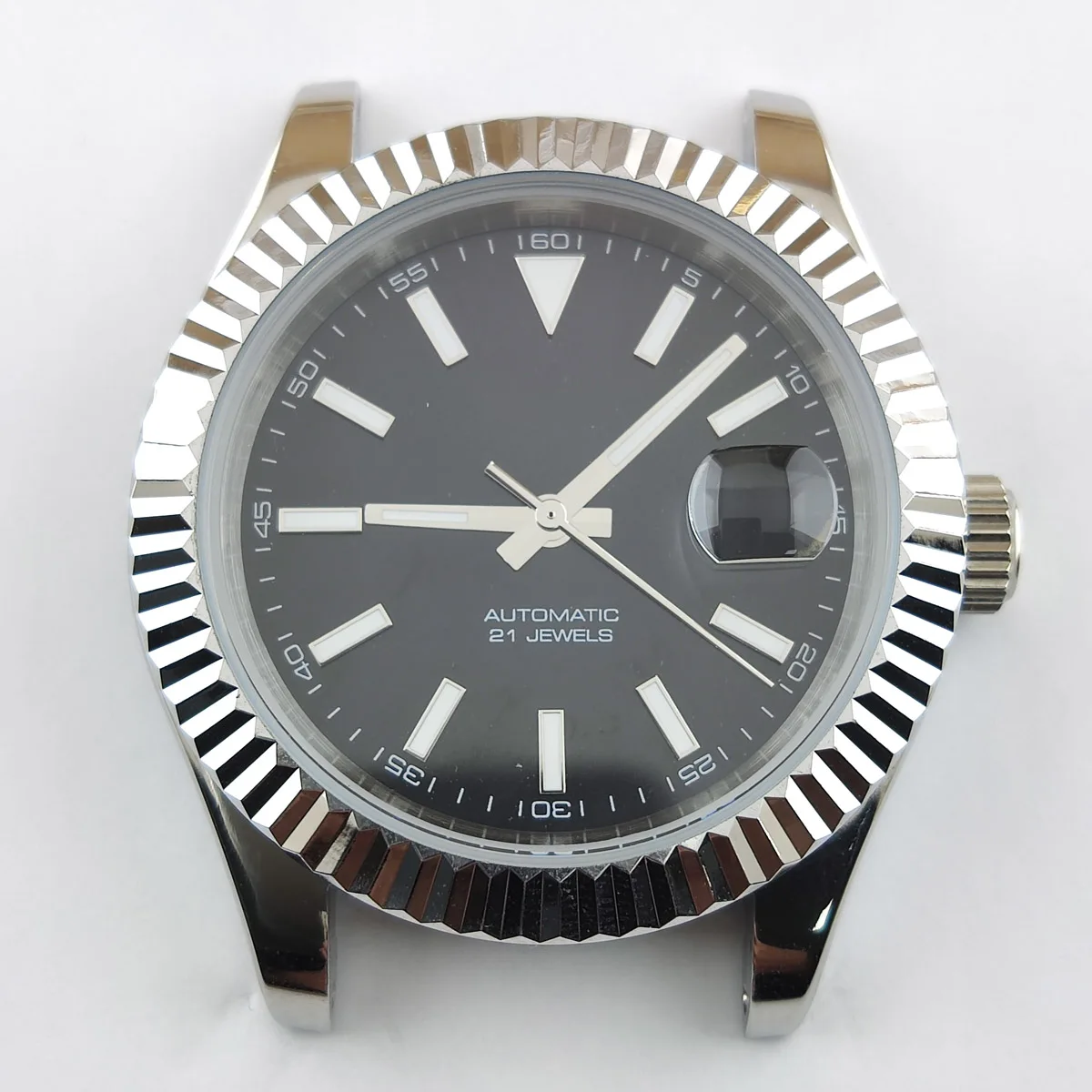 30.8มม.Miyota8215นาฬิกาสีเขียวส่องสว่าง Nh35 Dial Miyota กรณี Nh35กรณีโลโก้ที่กำหนดเอง Miyota8215นาฬิกาอุปกรณ์เสริม