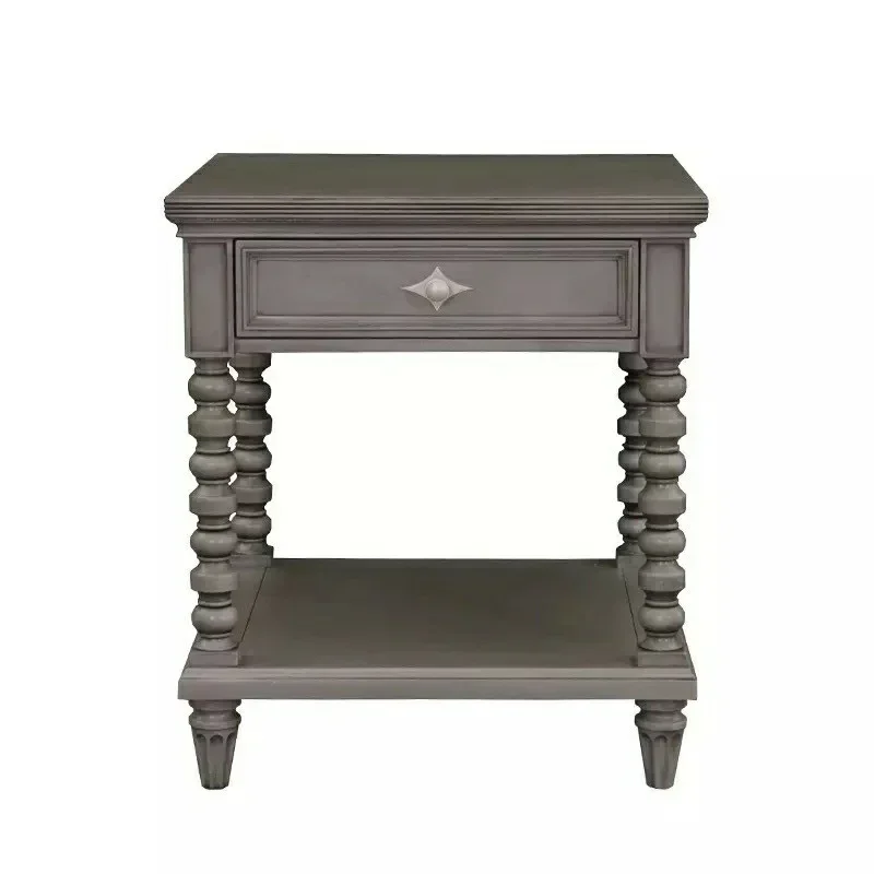 

Элитный серый ТВ-шкаф из массива дерева в антикварном стиле с эффектом состаривания, резной кофейный столик, сборный шкаф-тумба