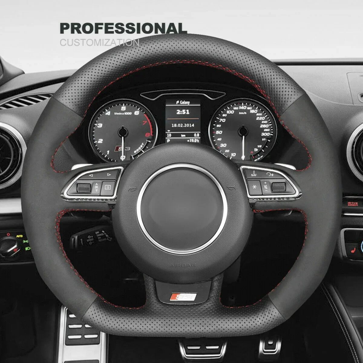 

DIY Leather Suede Car Steering Wheel Cover For Audi A5 A7 RS 5 RS 7 S3 S5 SQ5 Car Accessories