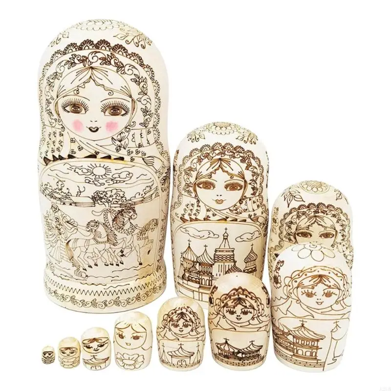 Kunsthandwerk Russische Puppen Holznistpuppe Stapelspielzeug Kulturelles Kunstprojekt für erwachsene Kinder, Sammler und A2UB