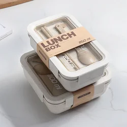 Paglia di grano Bento Box giapponese scatola per il pranzo per studenti scatola per il pranzo a microonde con partizione in plastica per impiegati esplosivi