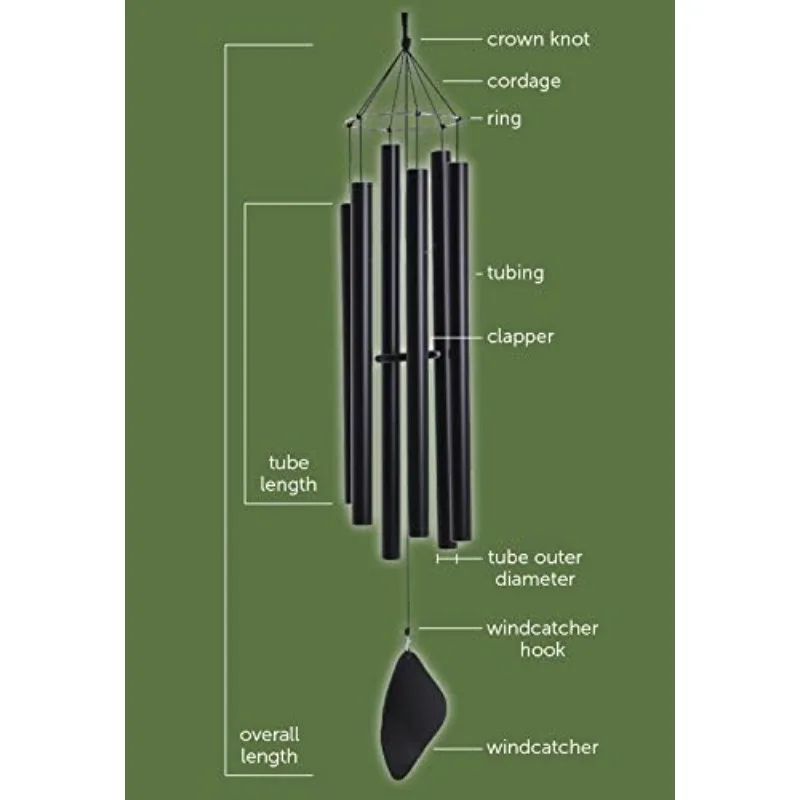 Japanese Alto, Medium Handcrafted Wind Chime, Precision Tuned, Weather-resistant Unique Outdoor Wind Chimes